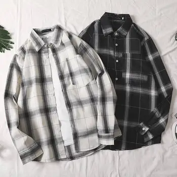 Pigūs didmeninė 2019 newCheck marškinėliai, vyriški ilgomis rankovėmis, newstyle rudens vakarai, jaunimo korėjos versija prarasti vyriški marškiniai