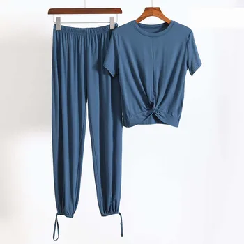 Pižama Rinkinys Moterims Short-Sleeve Kelnės Vasaros Modalinis Homewear Korėjos Stiliaus Atsitiktinis Pižamą Tiktų Pavasarį, Rudenį Pigiama Donna