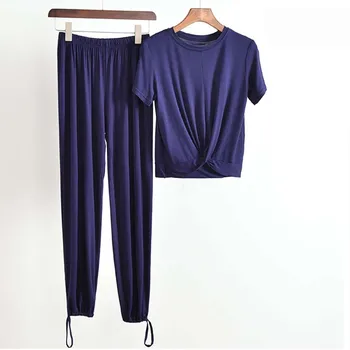 Pižama Rinkinys Moterims Short-Sleeve Kelnės Vasaros Modalinis Homewear Korėjos Stiliaus Atsitiktinis Pižamą Tiktų Pavasarį, Rudenį Pigiama Donna
