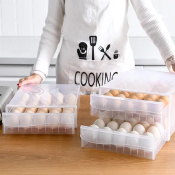 Plastikiniai 60 Skylių Kiaušinių Dėžutės Šaldytuve Kiaušinių Dėklas Saugojimui Lauke Organizatorius Lauke Virtuvės Reikmenys Šaldytuvas Kiaušinių Saugojimo Bylos Šviežių Pres