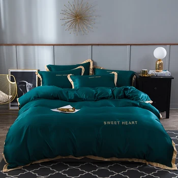 Plauti šilko Patalynės komplektai Twin Karalienė King size Siuvinėjimo Lovos Antklode padengti paklodės/įrengtas lapas lininis set hotel lova rinkinys