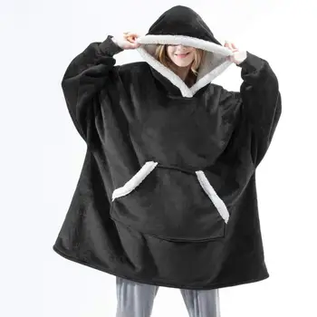 Pledas Antklodė Su Rankovėmis Hoodie Nešiojami Antklodes Vilnos Marškinėlius Negabaritinių Sherpa Antklodės Šiltą Bliuzoną Pliušinis Minkštas, Paltai