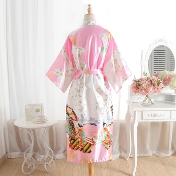 Plius Dydis Moterų Vestuvių Nuotaka Bridesmaid Padažu Kimono Skraiste Pink Lady Viskozė Vonia Suknelė Yukata Pižamą Sleepwear Sleepshirts