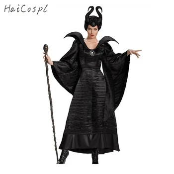 Plonas Maleficent Kostiumas Suaugusių Moterų Helovinas Ragana Cosplay Pasakos Miegančioji Gražuolė Prakeikimas Raganavimas Juoda Suknelė Ragai Filmą