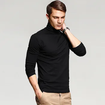 Plus Size 2020 M. Pavasario Prekės vyriški Elastiniai Marškinėliai Kieto Golfo ilgomis Rankovėmis Marškinėlius Vyrų Slim Vasaros Atsitiktinis Žmogus sportinius Marškinėlius, S-6XL