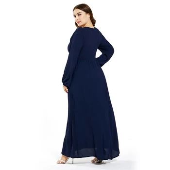 Plus Size Musulmonų Moterys Abaja Islamo Maxi Long Sleeve Dress Mygtukų Kišenė Kaftan Jilbab Dubajus Kokteilis Laisvus Drabužius Suknelė