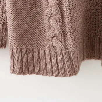 Plus size O-Kaklo lašas pečių rankovės moterų Megzti megztinis 2018 atsitiktinis, kietas chaki criss-cross ponios megztinis vilnos moterų 5XL
