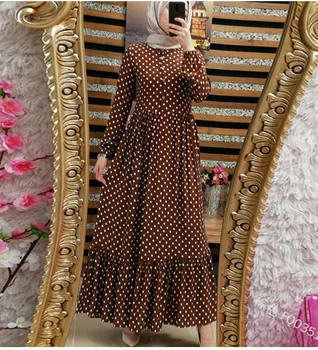 Plus Size Polka Dot Kaftan Abaja Dubajus Hijab Musulmonų Caftan Dress Marocain Turkijos Suknelės Jilbab Abayas Moterų Islamas Drabužiai