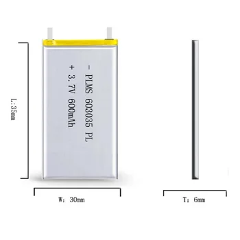 Polimero baterijos 600 mah, 3,7 V 603035 smart home Li-ion baterija dvr GPS mp3 mp4