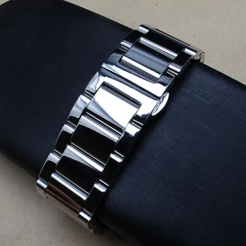 Poliruoto metalo black silver Watchband 20mm 22mm 24mm Nerūdijančio Plieno Žiūrėti Juosta Dirželis Vyrų Sidabro Apyrankė Pakeitimo Kietas Saitą