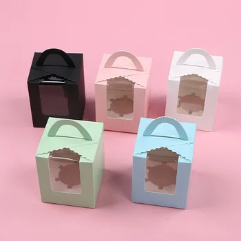 Popieriaus Cupcake Dėžės Su Rankena Torto Dėžutės Sausainių Pakuotės, Dėžutės Tortų Kiaušinių West Point Kartono Carto Pakavimo 20pcs/daug