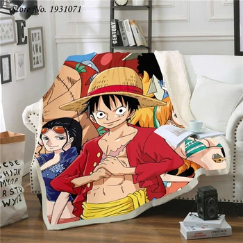 Populiarus Anime One Piece 3D Atspausdintas Vilnos Antklodė, Lovos Storio Antklodė Mados Lovatiesė Sherpa Mesti Antklodę, Suaugusiems, Vaikams 12