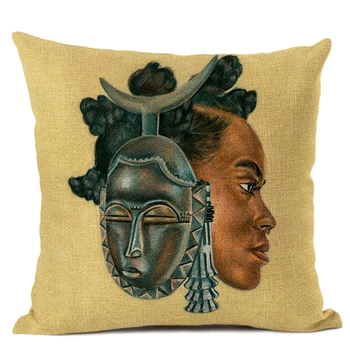 Portretas Mergina Meno Apdailos Pagalvėlė Padengti 2020 M. Naujas Stiliaus Gyvenamasis Kambarys Sofos Pagalvę 45x45cm Afrikos Etninių Stiliaus Pagalvė