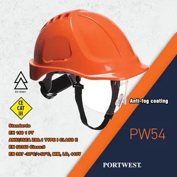 Portwest PW54 Ištvermės Plius Šalmo Antveidis Saugos Šalmas su Ištraukiama Aišku, Anti-rūko Objektyvas ABS Dirbti Sunku Skrybėlę
