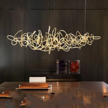 Post-modernios šviesos prabangus LED restoranas šviestuvo apdaila Šiaurės registratūra lempos paprastos geležies meno baras medžio liustra