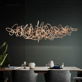 Post-modernios šviesos prabangus LED restoranas šviestuvo apdaila Šiaurės registratūra lempos paprastos geležies meno baras medžio liustra