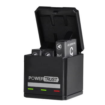 PowerTrust Baterija GoPro Hero5 Hero6 Hero7 /8 Juoda Baterijų ir Trigubą Įkroviklį už GoPro Hero 2018 Akku Veiksmo Kameros