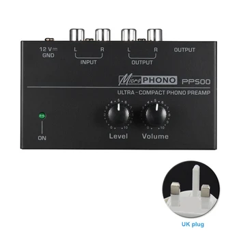 PP500 Metalo Garso Ratas Sąsaja Namuose Elektroninės Itin Kompaktiškas Phono Preamp garso reguliavimas, Stereo Fonografo Preamplifier