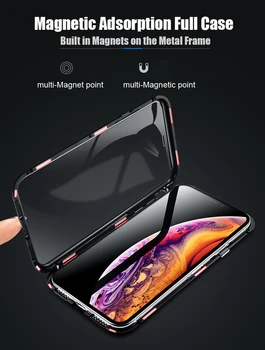 Prabanga 360 viso Kūno Magnetinis Skaidrus coque,Atveju iPhone, 11 Pro XS Max X 8 7 Plius 8Plus iPhonex skaidraus Stiklo Apima Apie