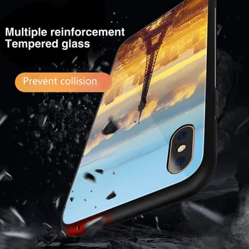 Prabanga Gamtos Peizažas Peizažas Sniego Kalnų Eifelio Bokštas Elnias Grūdintas Stiklas Case For iphone Xs Max 7 8 6 6s Plius Padengti Coque