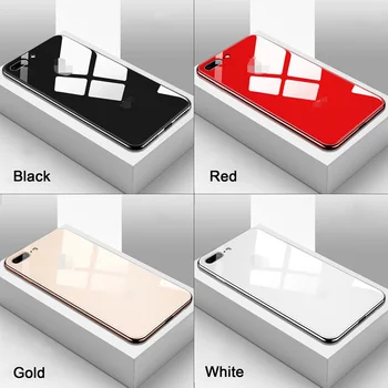 Prabanga Grūdintas Stiklas Telefono dėklas Skirtas iPhone 11 Pro XS Max XR X 8 7 6 s 6s Plius 10 Juodojo Aukso Raudona Balta danga Carcasa Coque Funda