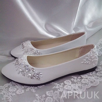 Prabanga kristalų, cirkonio butai vestuvių bateliai nuotaka plius dydis 41 42 43 ponios šalies prom dress ceremonija balta butai batų