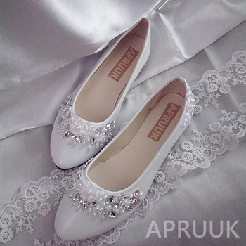 Prabanga kristalų, cirkonio butai vestuvių bateliai nuotaka plius dydis 41 42 43 ponios šalies prom dress ceremonija balta butai batų