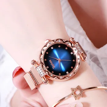 Prabanga Moterų Laikrodžiai 2020 Ponios Rose Gold Žiūrėti Žvaigždėtas Dangus Magnetinio Vandeniui Moterų Laikrodis relogio feminino reloj mujer