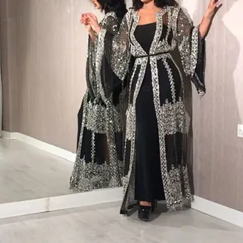 Prabanga Musulmonų Akių Abaja Suknelė Cardigan Blizgančiais Kimono Ilgas Chalatas, Chalatai Jubah Vestidos Seksualus Šalis Artimuosiuose Rytuose Eid Ramadanas Islamo