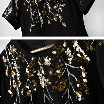 Prabangos Dizaineris Prekės Suknelė Moterims Duobute Blizgučiais Išsiuvinėtu Linijos Hepburn Juoda Suknelė