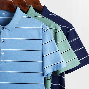 Prabangus, aukštos kokybės dryžuotas atvartas trumpas rankovėmis Polo marškinėliai 2020 metų vasaros naują prekės ženklo drabužių vyrų verslo atsitiktinis POLO marškinėliai 8033