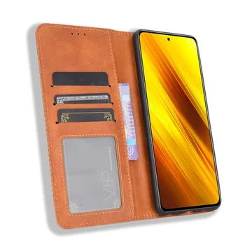 Prabangus Retro Odos Flip Dangtelis Xiaomi Poco X3 NFC F2 Pro PocoPhone F1 Atveju Piniginės Kortelę Stovi Magnetinio Knygos Viršelio Telefono dėklas