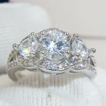 Prabangus Royal Diamond 1.5 ct 5A CZ Kristalų Žiedas 925 Sidabro Papuošalai Geriausia Dovana Vestuvių Žiedai Moterų Dalyvavimas Fine Jewelry
