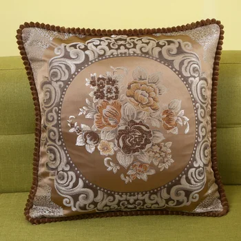 Prabangūs žiedai išsiuvinėti mesti pagalvę padengti žakardo sofos pagalvėlė padengti 48x48/58x58cm Europos stiliaus dekoratyvinės pagalvės užvalkalą