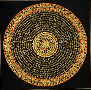 Prajna karoliukai, Juodas tekstas diamond sutra šešis žodžius, mandala Nepalas lama grynas ranka-dažytos thangka paveikslai