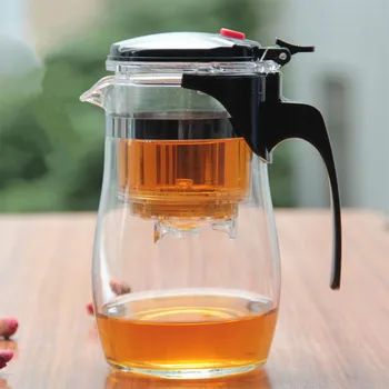 Praktiškas stiklinis arbatinukas kung fu Arbatos Rinkinys Patogus Virdulys arbatinukas Paspauskite šį mygtuką, norėdami filtruoti arbata