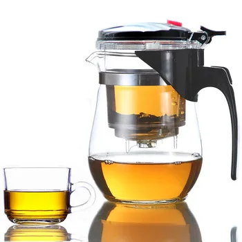 Praktiškas stiklinis arbatinukas kung fu Arbatos Rinkinys Patogus Virdulys arbatinukas Paspauskite šį mygtuką, norėdami filtruoti arbata