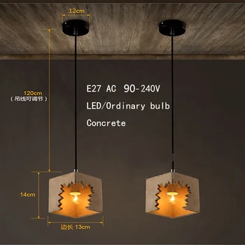 Pramonės derliaus betono kabo lempa E27 LED Europoje cemento pakabukas žibintas su 3 stilius virtuvės restoranas, kavinė salonas