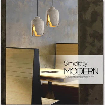 Pramonės derliaus betono kabo lempa E27 LED Europoje cemento pakabukas žibintas su 3 stilius virtuvės restoranas, kavinė salonas