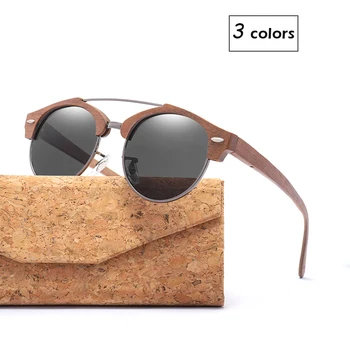 Prekės Dizaineris Vyrų Pusiau Taškus Medienos Poliarizuoti Akiniai nuo saulės su Objektyvo Moteriški Saulės akiniai Kelionės Vairavimo