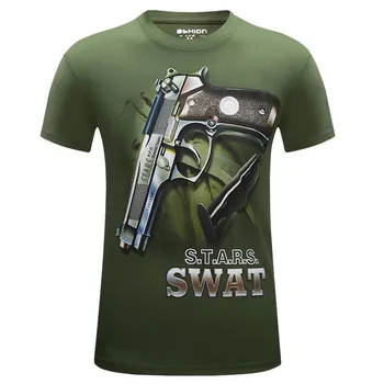 Prekės ženklo Drabužių S-6XL 3D T-shirt Mens Karšto 2017 M. Vasaros AK47 Pistoletu Spausdinti marškinėliai Vyrams Medvilnės Atsitiktinis Trumpas Rankovės marškinėliai Homme