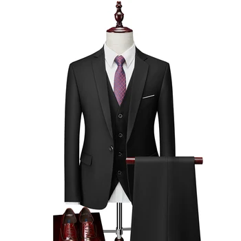 Prekės ženklo Mados vyriški Slim Fit Verslo Kostiumas 3 Gabalus Vestuvių Kostiumai Vyrams, Atsitiktinis Oficialų Suknelė Tiktų Šviesiai Pilka spalva Bordo Q1256