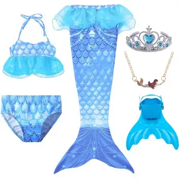Princesė Arielis Suknelė Mergaitėms, Vaikams Vaikščioti Ir Swimmable Uodega Paplūdimio Drabužiai Cosplay Plaukimo Undinė Žuvų Anime Kostiumas