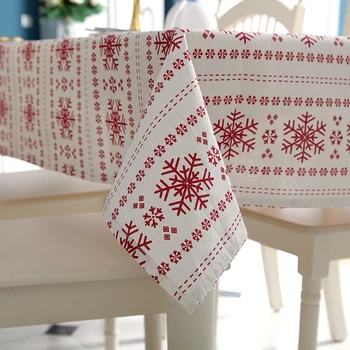 Pritaikoma Lino Medvilnės Staltiesė Raudonos Snaigės Kalėdų Stalo Audiniu Vestuvių Puotą Skalbti Lentelė Padengti Tekstilės gaminiai