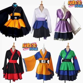 Pritaikyti Anime Naruto Cosplay Kostiumų Uzumaki Naruto Lolita Drabužius Uchiha Sasuke Kimono Suknelę Akatsuki Lolita Suknelė Moterims