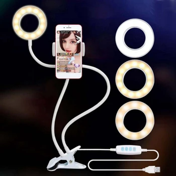 Pritemdomi Selfie Šviesos Žiedas su 65cm Gooseneck Stovėti ir mobilusis Telefono Turėtojas 