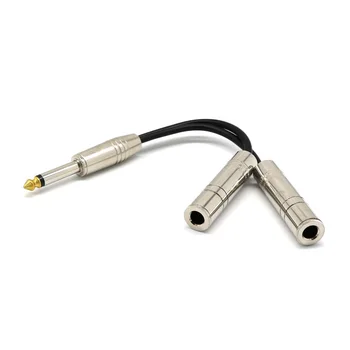 PRO 6.35 mm 1/4 colių Stereo Jack Splitter Cable Adapter Švino Kištuko 2 x Lizdai