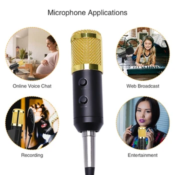 Profesinės Kondensatoriaus Audio USB Laidinio BM900 Studija Mikrofonas Vokalo Įrašymas KTV Karaoke Mikrofonas Mikrofonas su Stovu PC