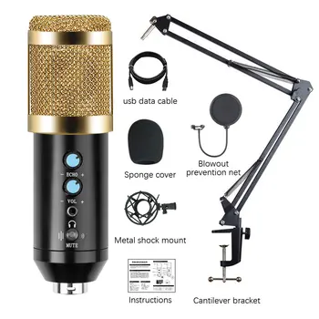 Profesinės Kondensatoriaus Mikrofonas, BM-858 Įrašymas Mikrofonas BM858 USB Kompiuterio Mikrofonas Karaoke Mikrofonas PC Kompiuteris