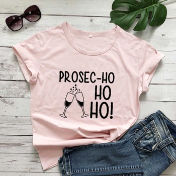 Prosec-Ho Ho Ho t Shirt Atostogų Moterų Juokingas Kalėdų Prosecco mielas grafinis kawaii dovana šūkis grynas grunge tumblr tee top - L004